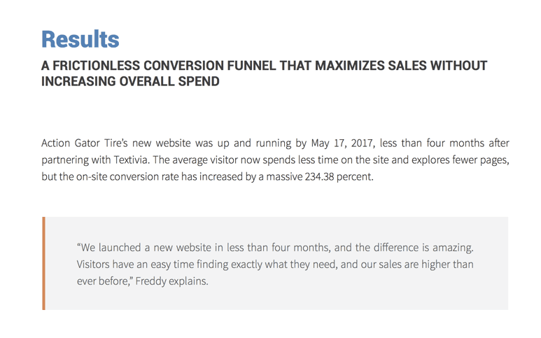 Case study showing increased conversion rates from website redesign