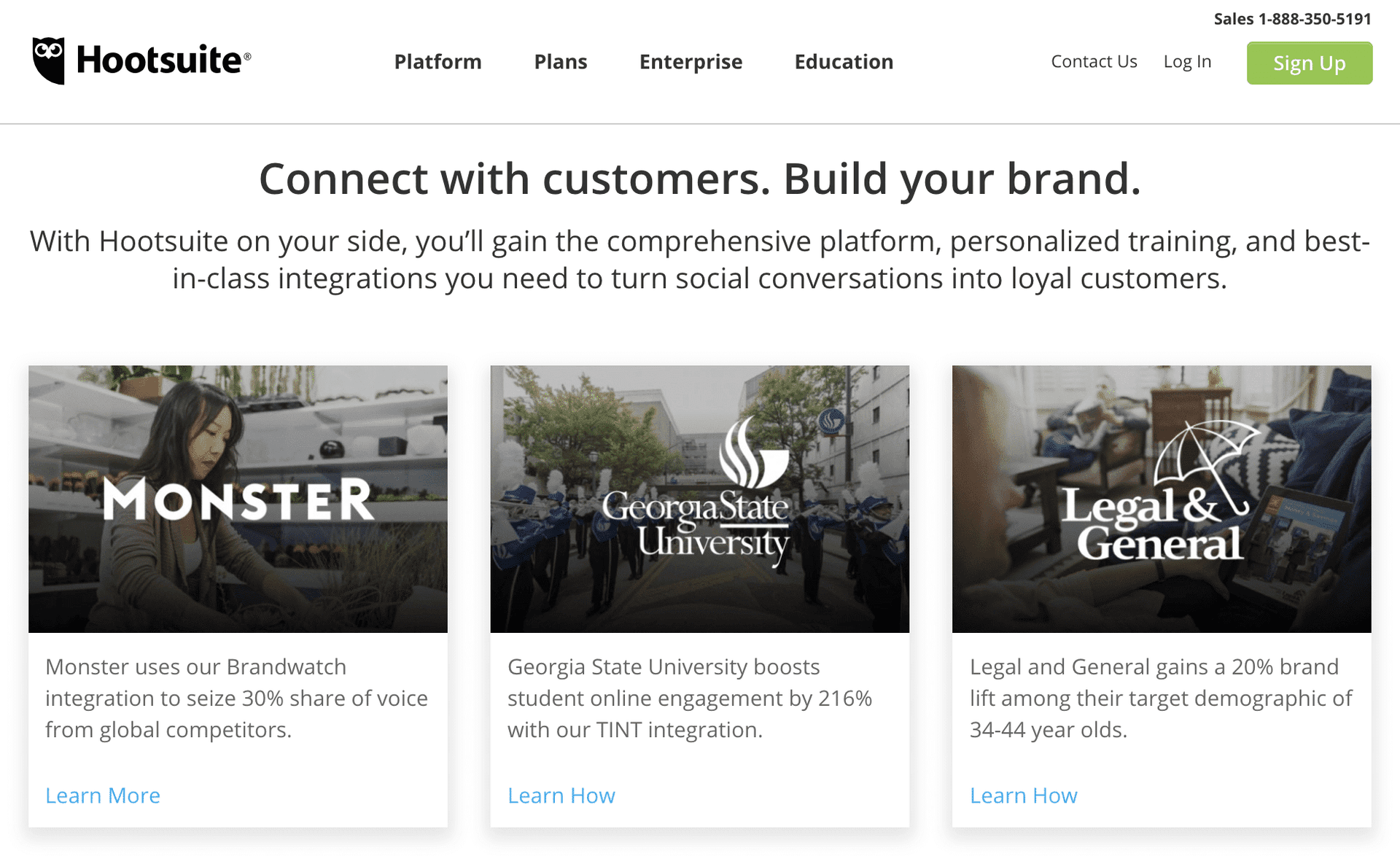 Hootsuite case studies featuring Monster, Georgia State University, Legal and General