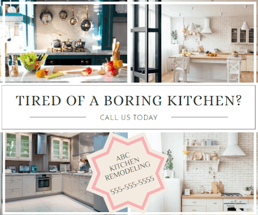 Kitchen remodeling social media graphics promoting renovation services