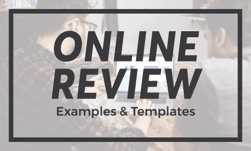 Title card reading Online Review Examples and Templates with people in background