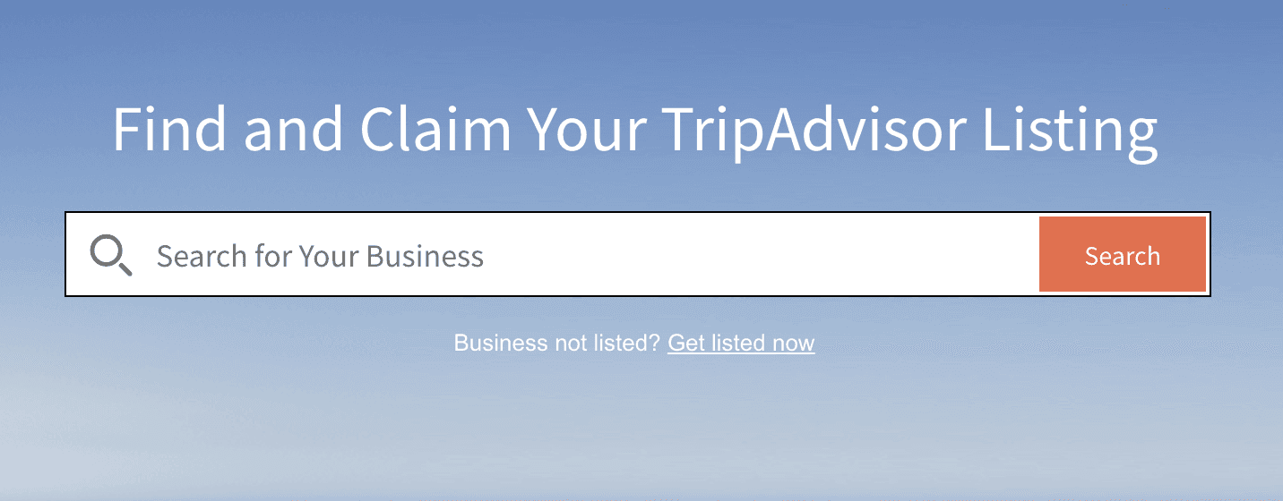 Find and Claim Your TripAdvisor Listing banner with a business search bar