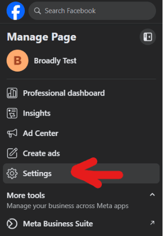 Facebook dark mode Settings screen showing Privacy option indicated by red arrows in the menu list