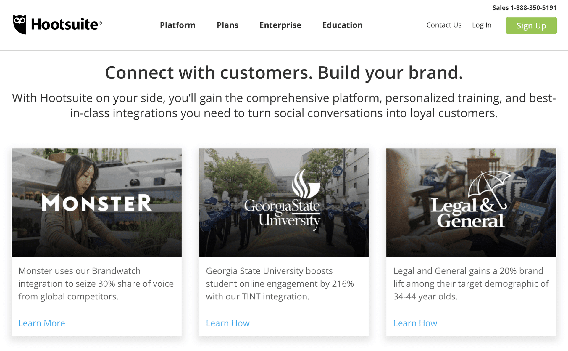 Hootsuite case studies featuring Monster, Georgia State University, Legal and General