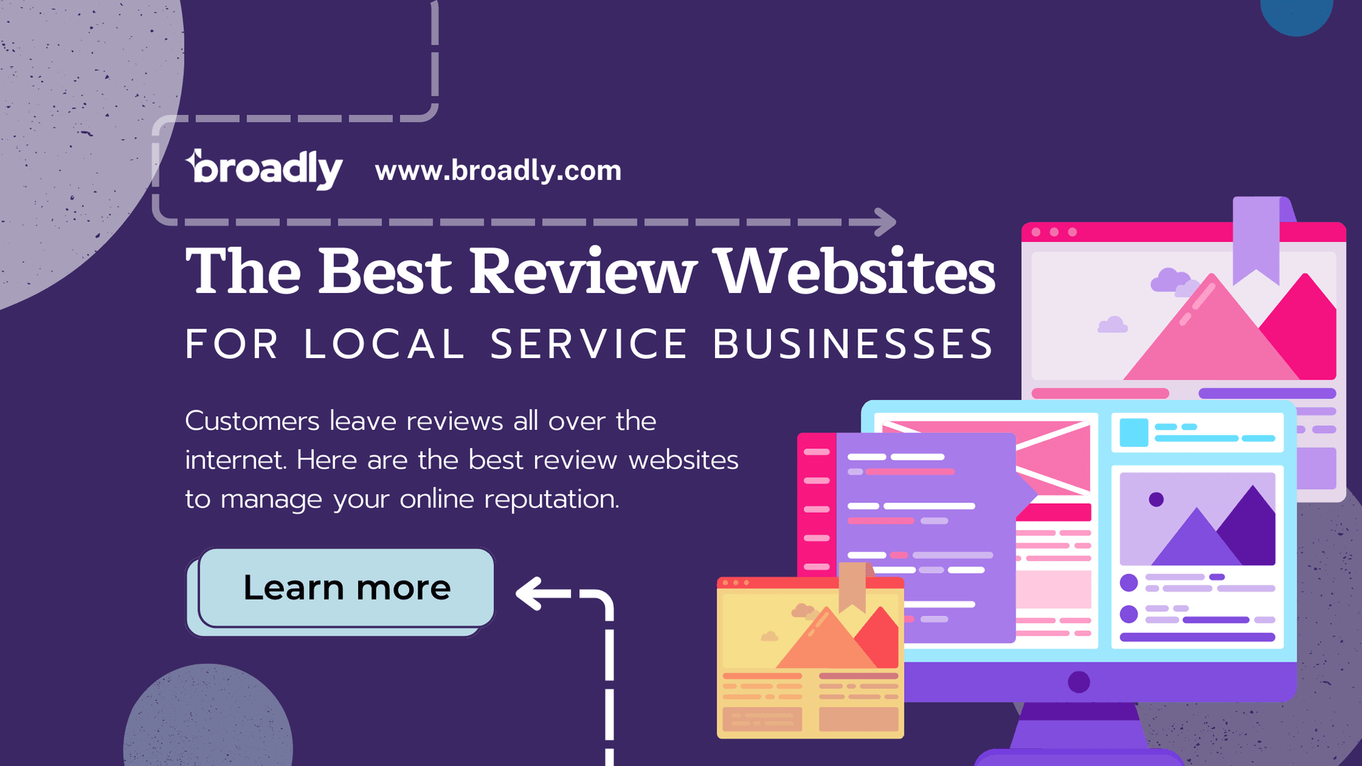 Computer displays showing best review websites for local service businesses