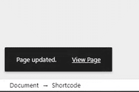 Page updated confirmation message with View Page link