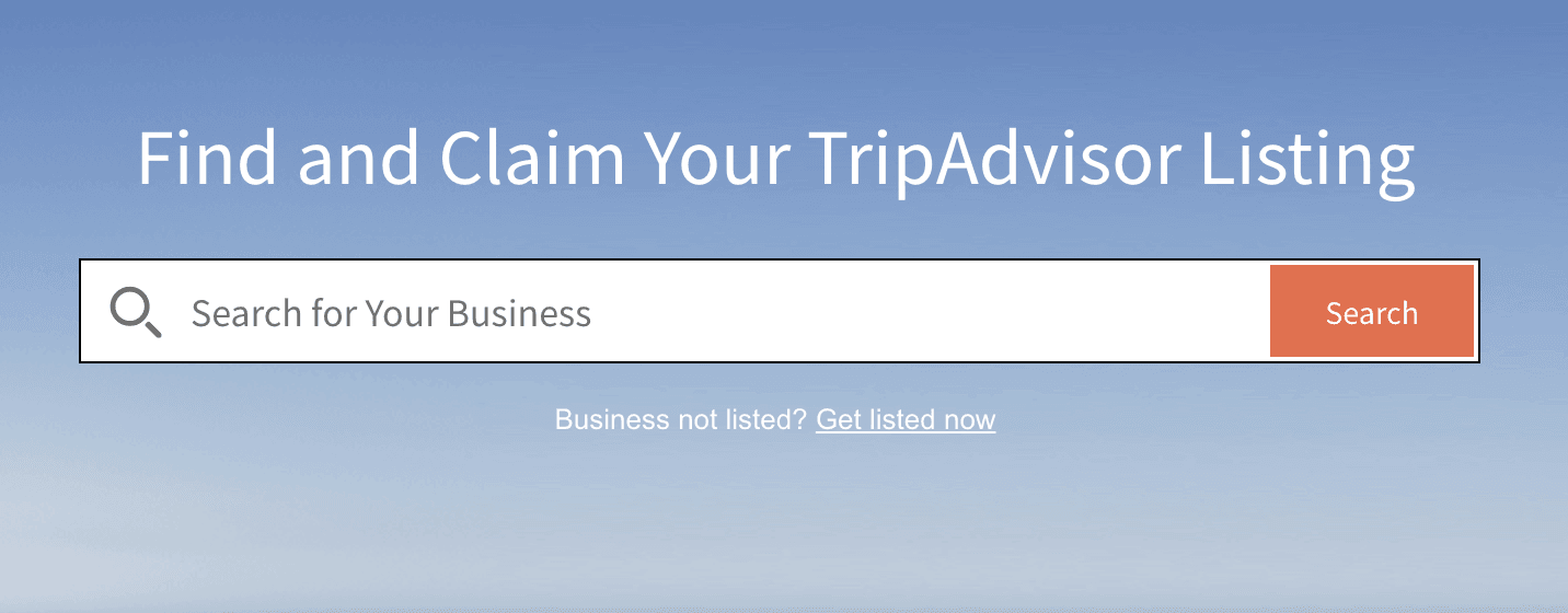 Find and Claim Your TripAdvisor Listing banner with a business search bar