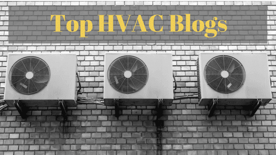 Three HVAC units mounted on brick wall with 'Top HVAC Blogs' text