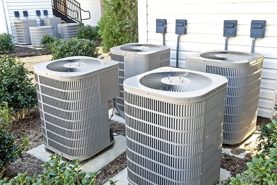 Outdoor air conditioning condenser units at residential home
