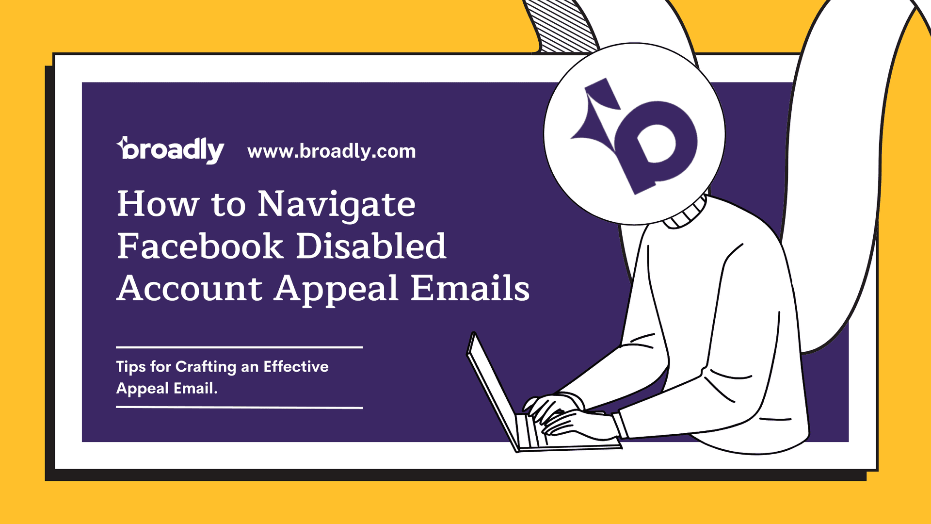 Blog graphic about navigating Facebook disabled account appeal emails with illustrated character