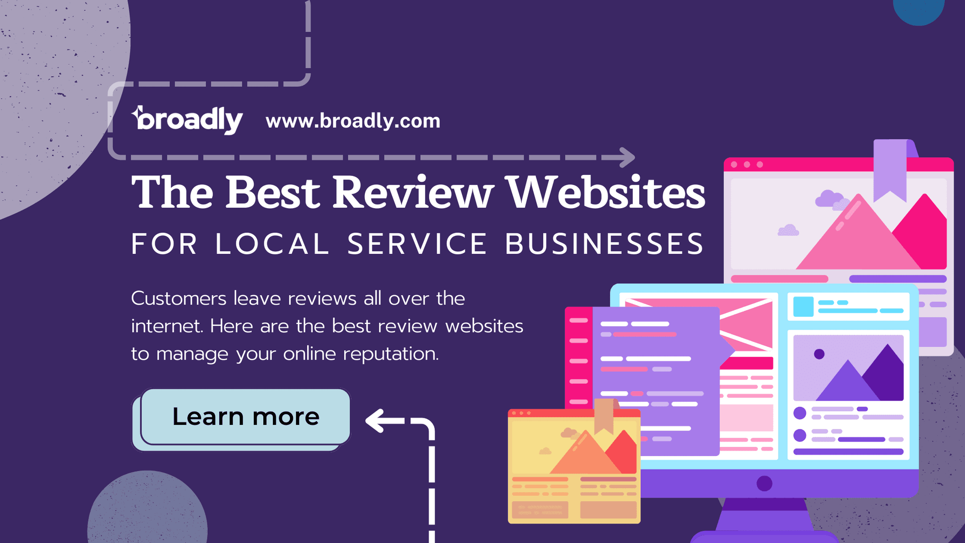 Computer displays showing best review websites for local service businesses