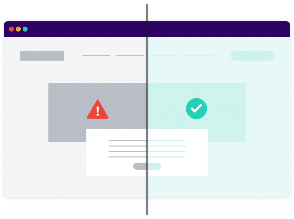 Web browser comparison showing inaccessible versus accessible experiences