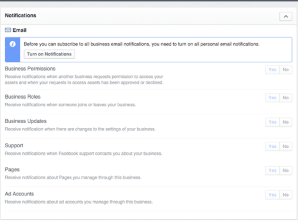 Facebook email notifications