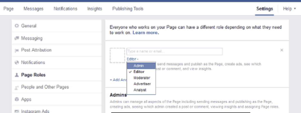 setting Facebook role access