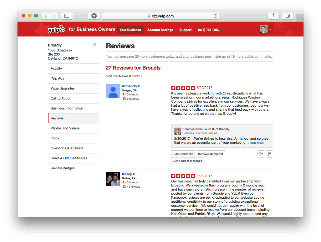 yelp login business acount