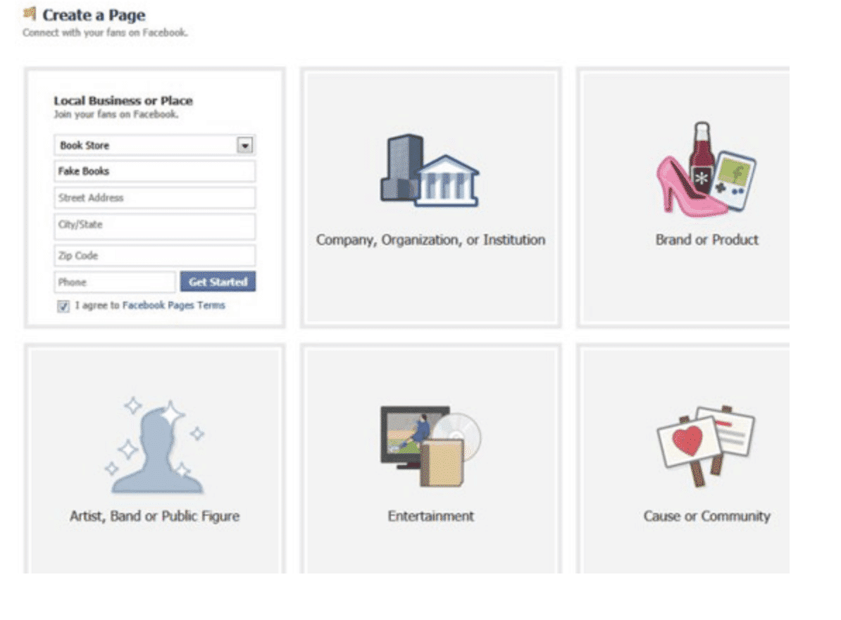 how to create a Facebook page