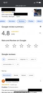 Google reviews star rating