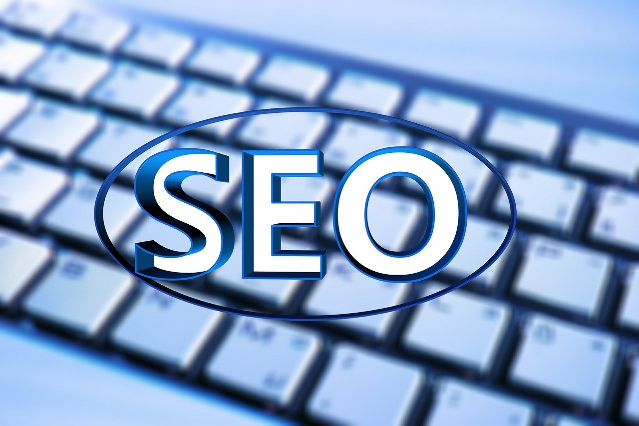 SEO search engine optimization text with keyboard