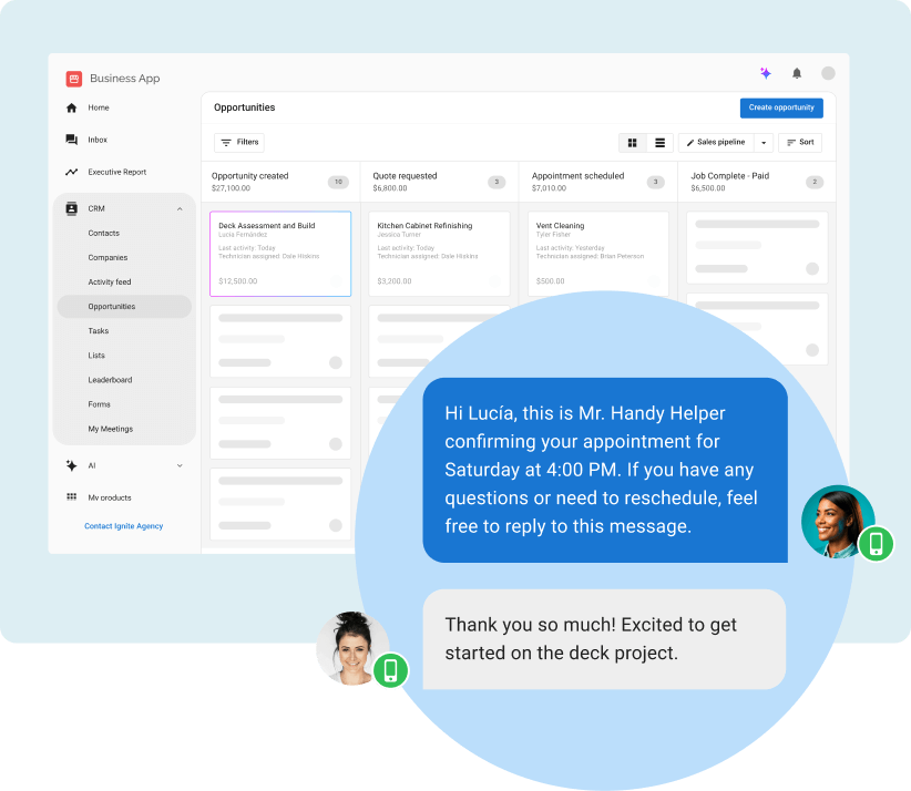 Every message, call, interaction captured in the CRM Every message, call, interaction captured in the CRM