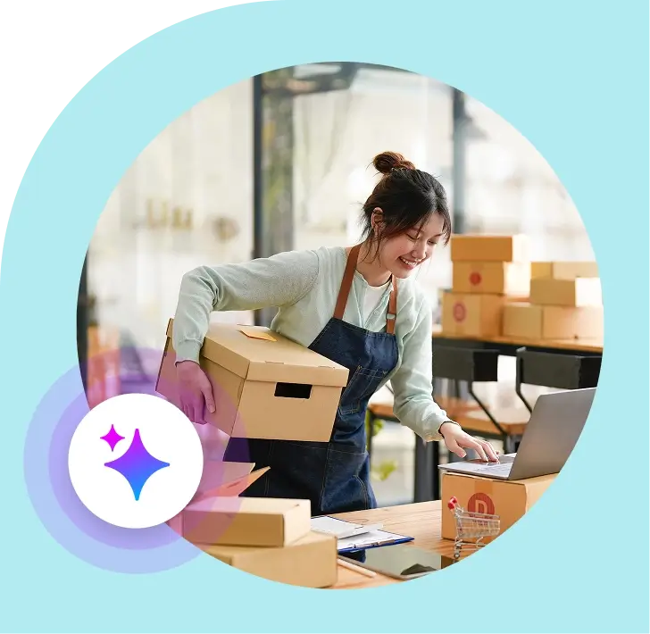 small business owner packing orders