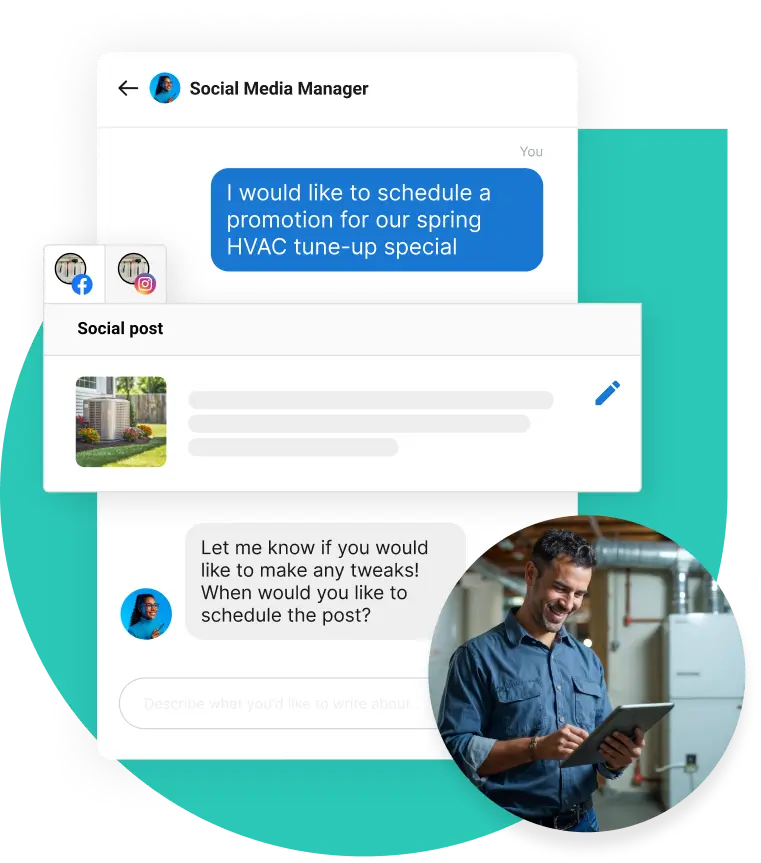 social media manager ai chat